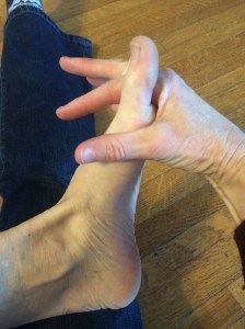 Inserting my fingers between my toes at the proximal joints