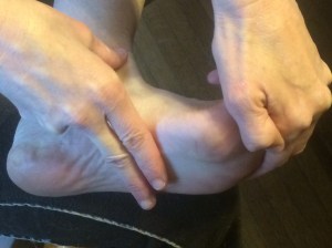 PF manual stretch with massage across the PF