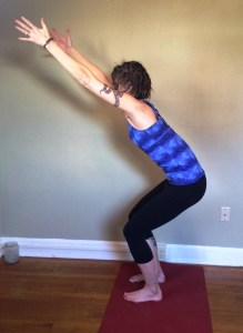 Utkatasana with butt tuck