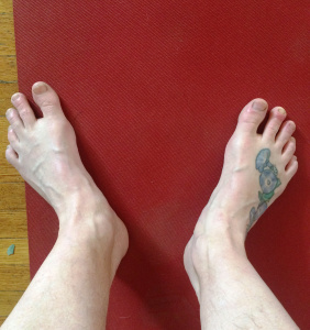 Feet definitely not pointing straight ahead.